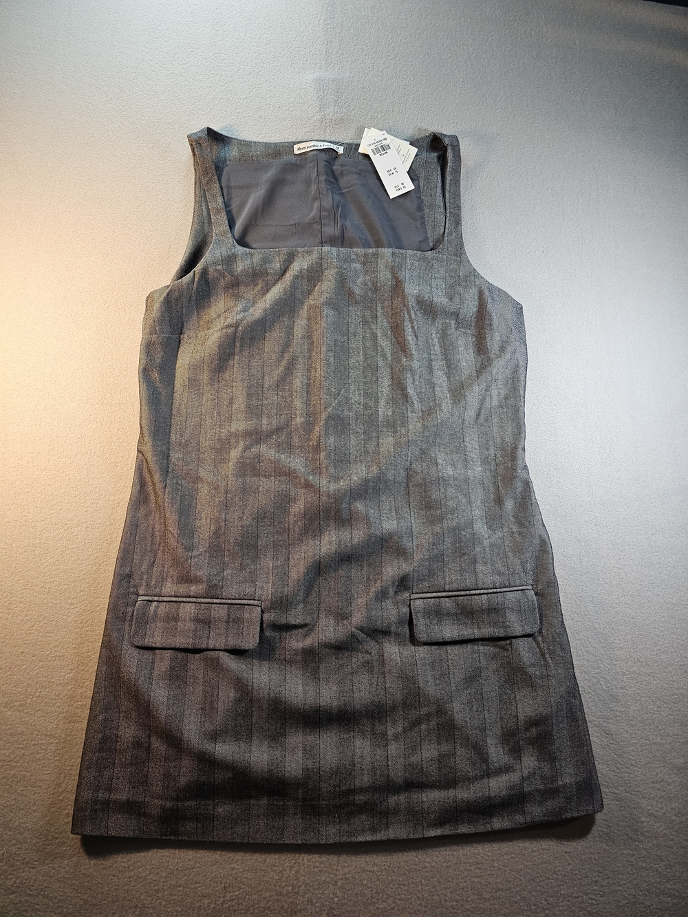 Abercrombie Womens Grey Pinstripe Sleeveless Shift Dress Size M